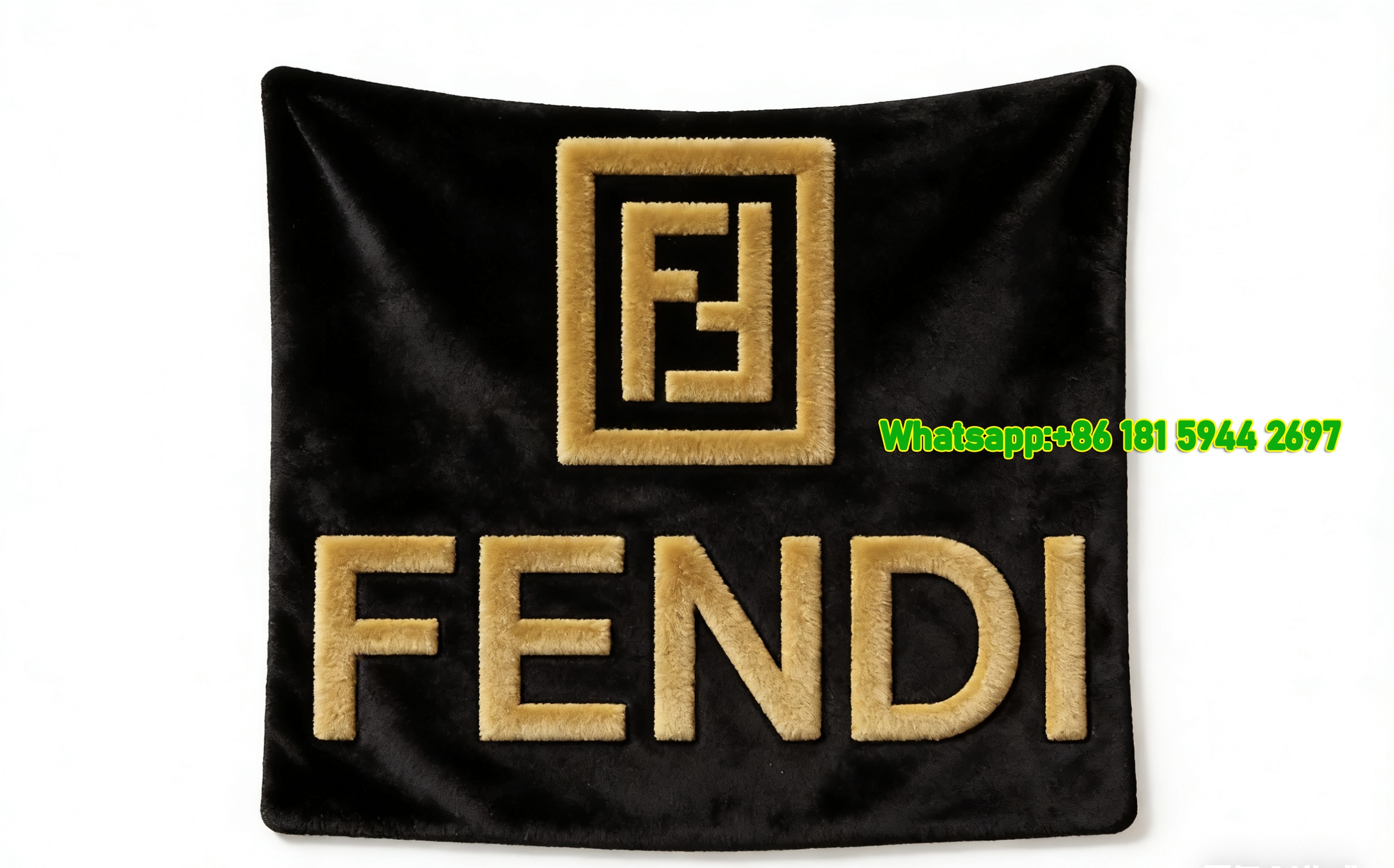 Fendi Gold FF Monogram Black Background Flannel Sofa Throw Blanket IMG_9384